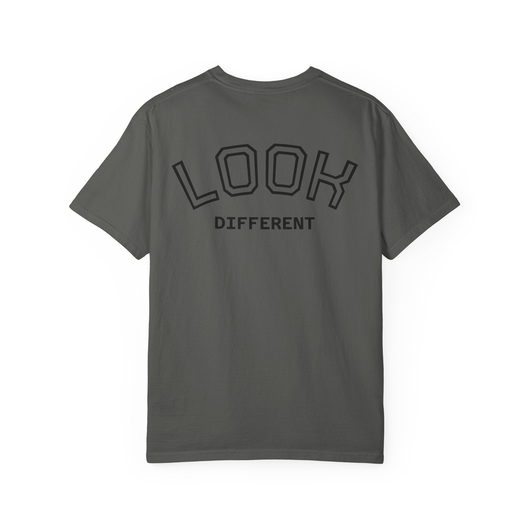 T-Shirt — 'I Almost Gave a F***' Meme Graphic Tee (Front Photo, Back "LOOK DIFFERENT")